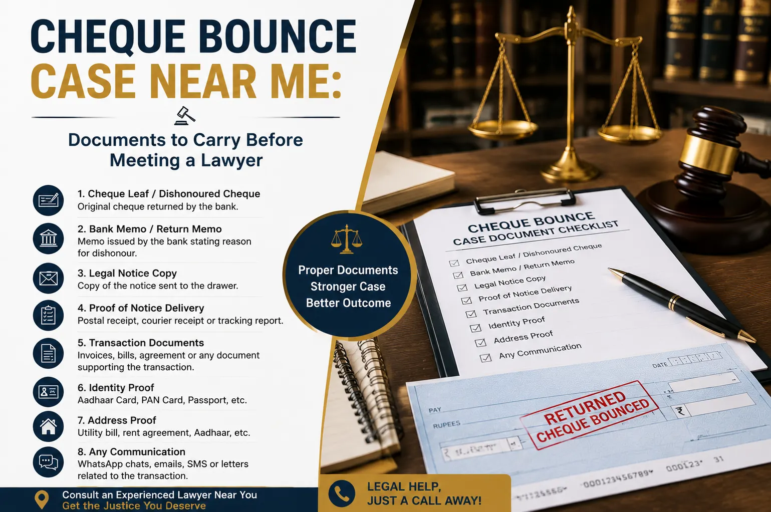 Cheque Bounce Case Near Me: Documents to Carry