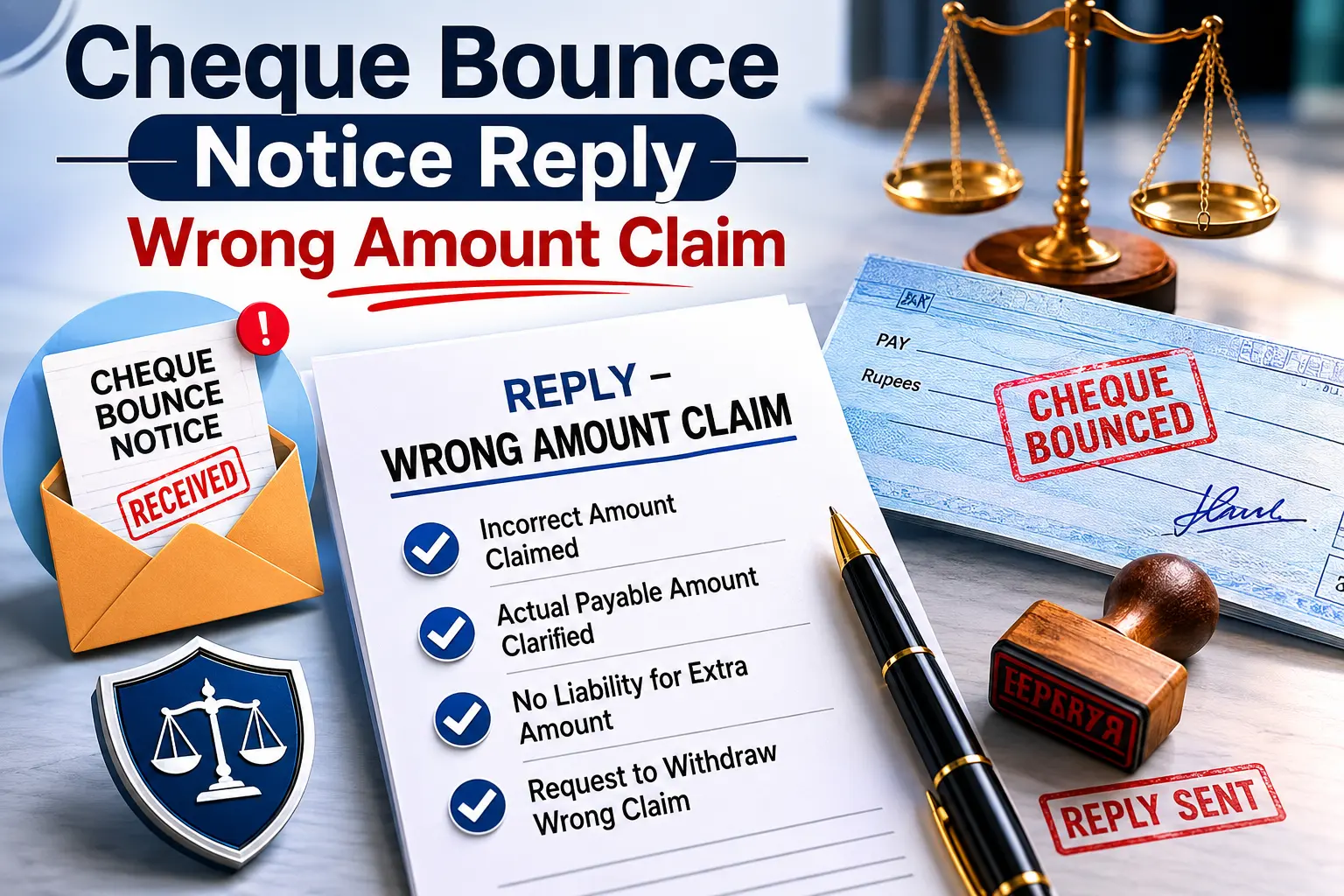Cheque Bounce Notice Reply for Wrong Amount Claim