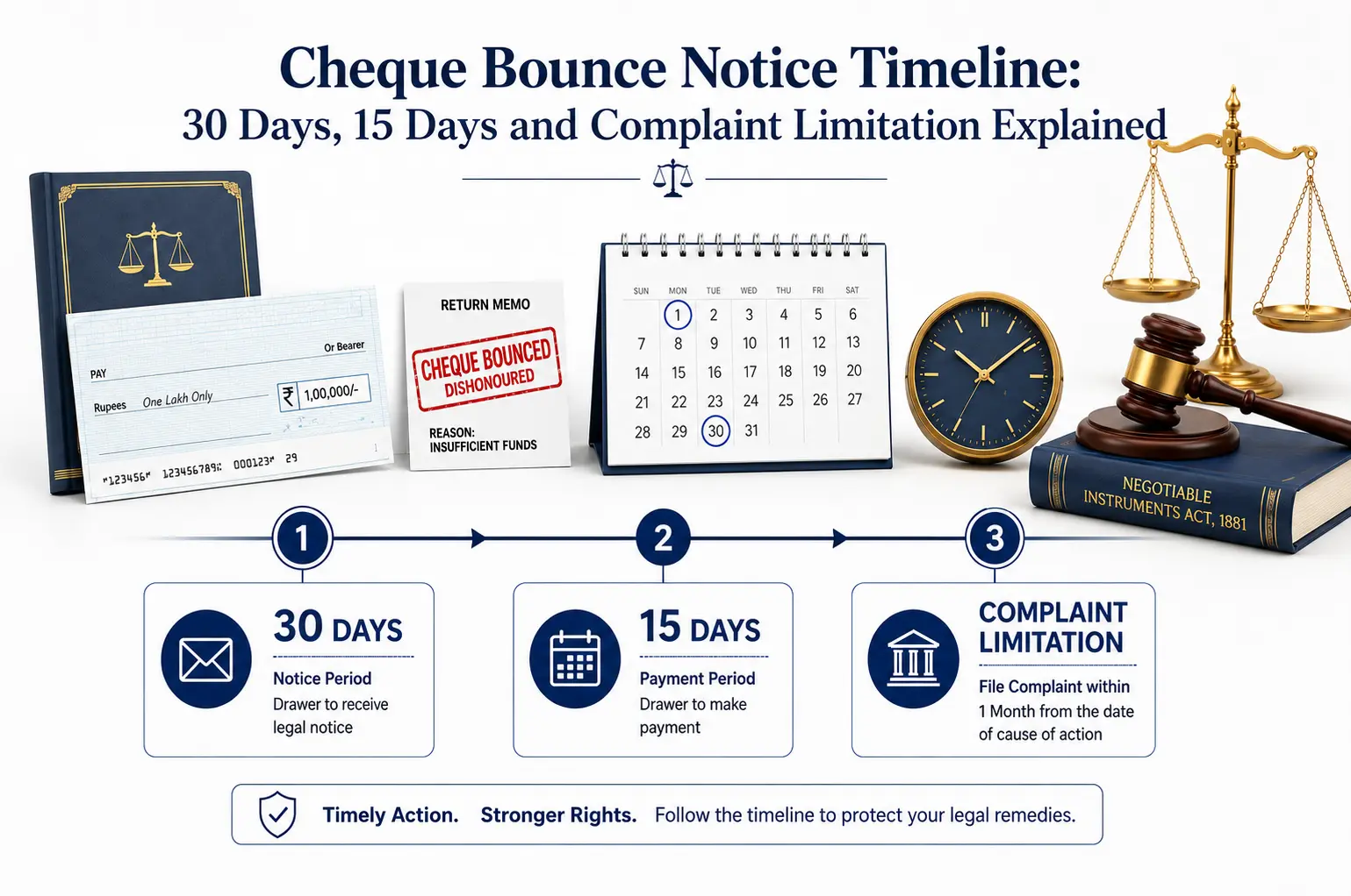 Cheque Bounce Notice Timeline: 30 Days, 15 Days and Complaint