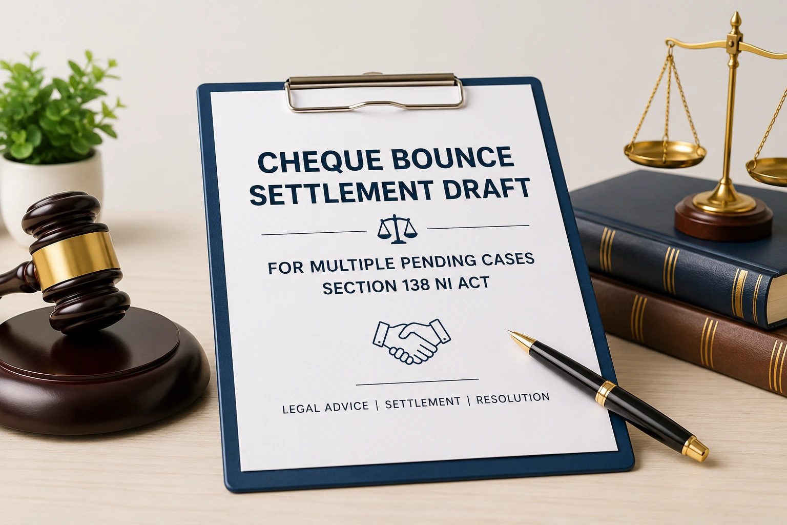 Cheque Bounce Settlement Draft for Multiple Pending Cases
