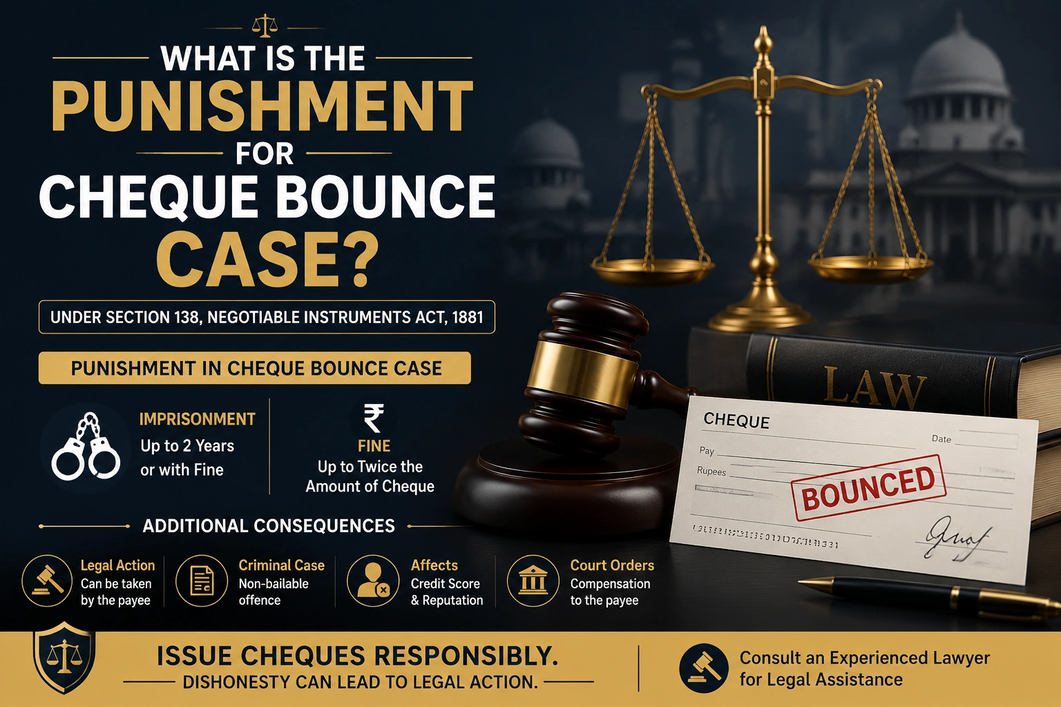 what is the punishment for cheque bounce case?