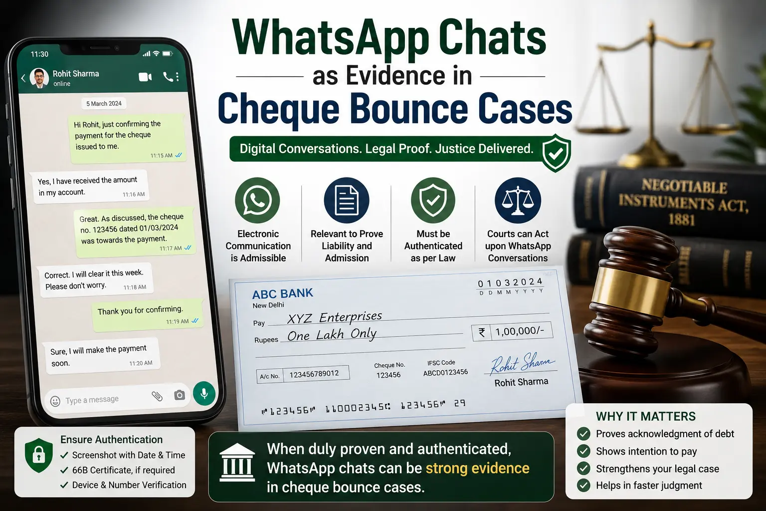 WhatsApp Chats as Evidence in Cheque Bounce Cases